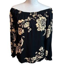 Knot Sisters Blouse Women's XS Floral Off the Shoulder Long Sleeve Viscose